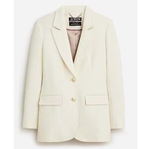 J.Crew Italian Double Cloth Wool Blend Blazer Winter White Gold Tone Button Sz12
